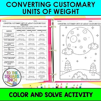 Converting Customary Units of Weight Color & Solve Activity