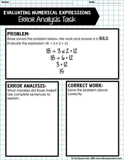 Operations and Algebraic Thinking Error Analysis