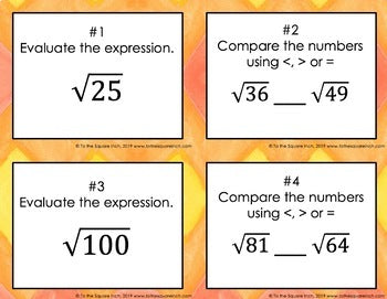 Square Roots Task Cards