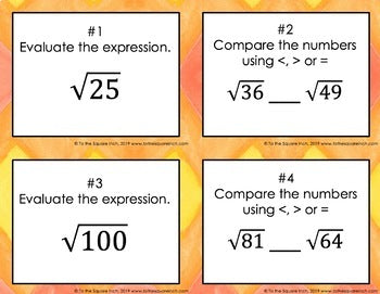 Square Root Task Square Roots Task Cards – To The Square Inch
