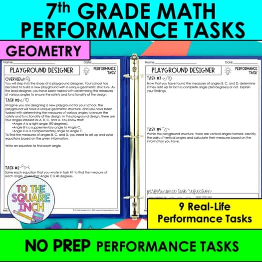 7th Grade Math Geometry Performance Tasks – To The Square Inch