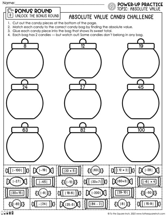 Absolute Value Practice Worksheets