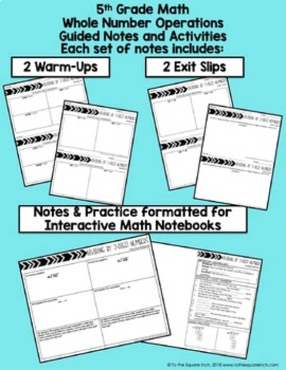 Whole Number Operations Bundle – 5th Grade Math Guided Notes product preview 4