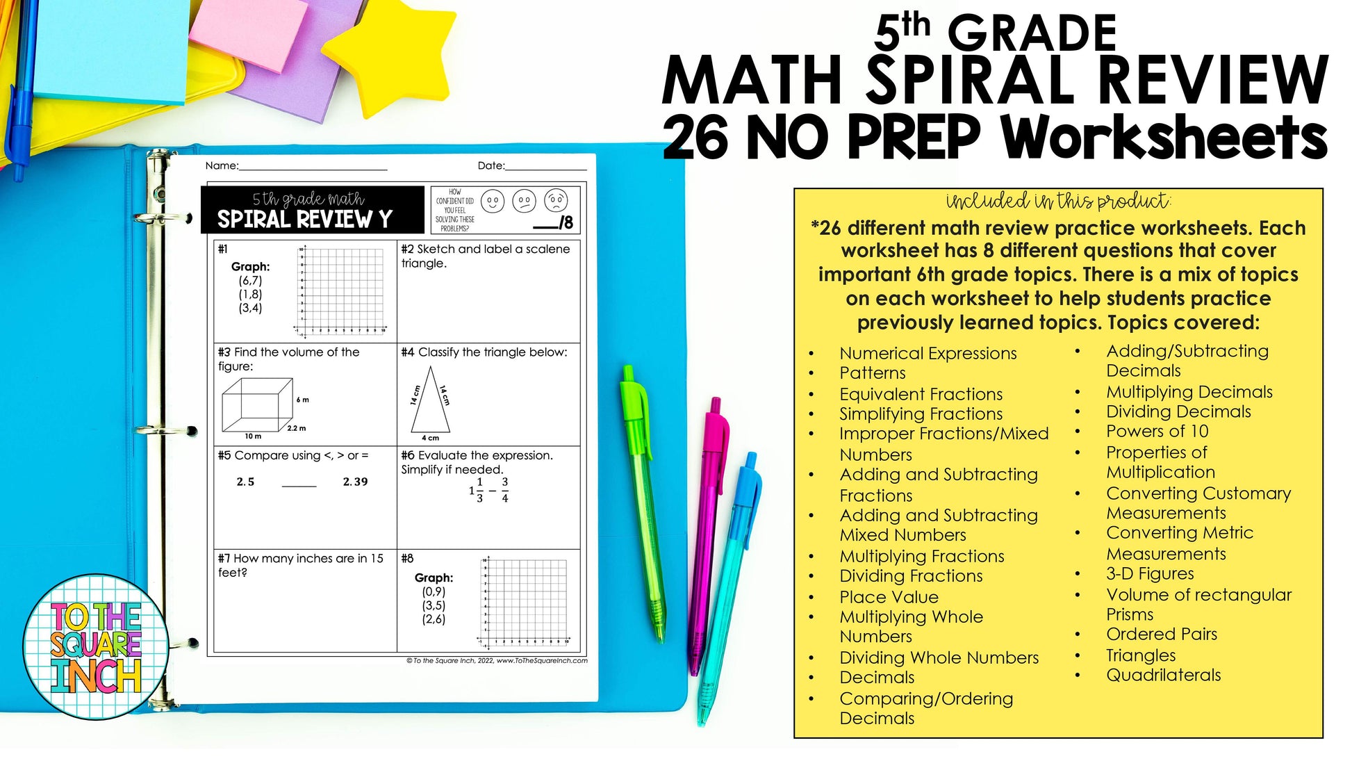 5th-grade-math-spiral-review-worksheets-to-the-square-inch for 5th Grade Free Printable Worksheets 5th Grade Math Spiral Review Worksheets – To The Square Inch for 5th Grade Free Printable Worksheets