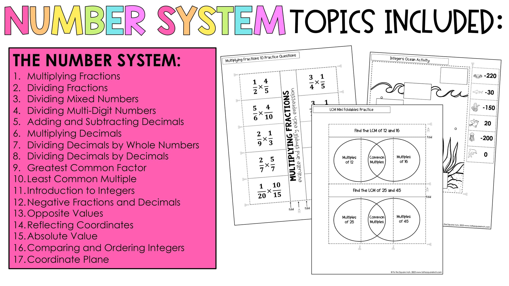 6th Grade Math Interactive Notebook – To The Square Inch