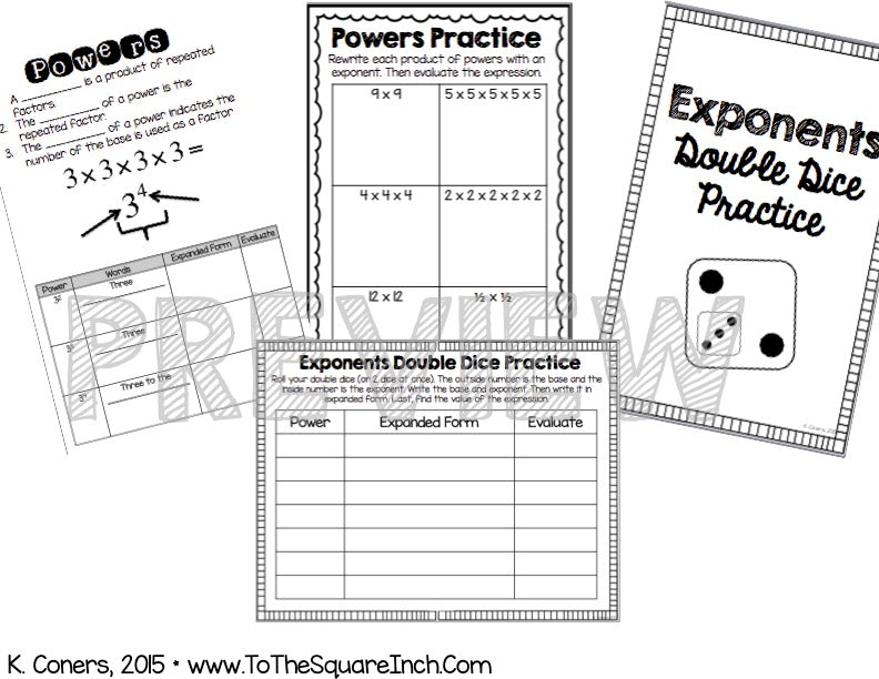 Interactive Exponents Exponents Interactive Notebook – To The Square Inch