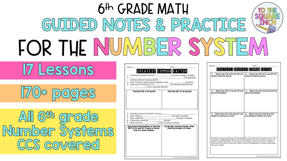 Number System - 6th Grade Math Guided Notes – To The Square Inch