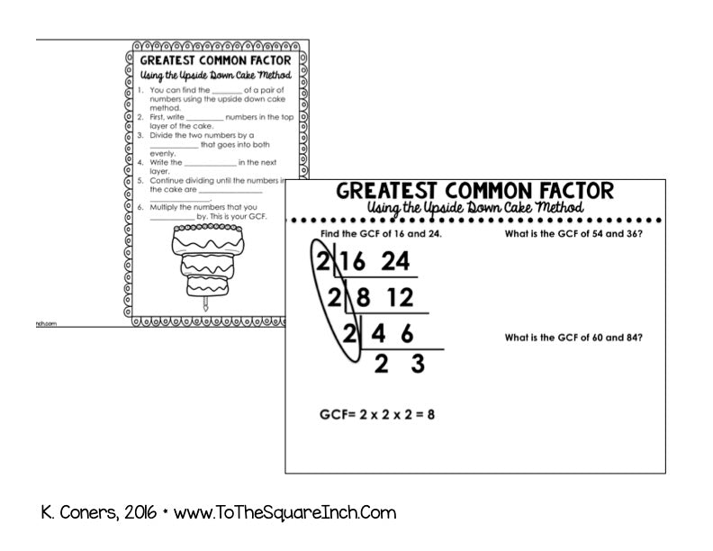 Prime Factorization GCF Amp LCM With The Upside Down Cake Method