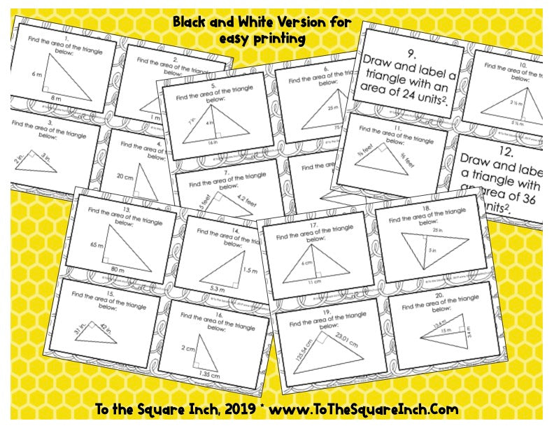Finding Area of Triangles Task Cards