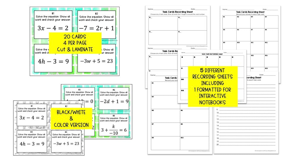 Task Steps Card Solving 2 Step Equations Task Cards – To The Square Inch