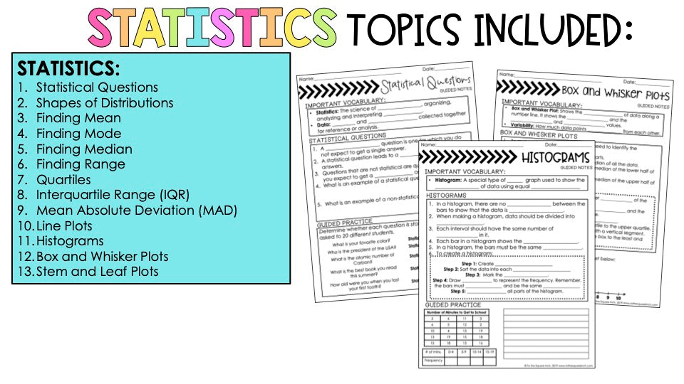 Statistics - 6th Grade Math Guided Notes and Activities Bundle