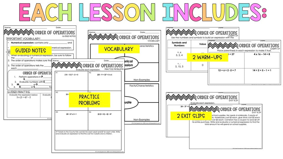 Teem 6th Grade Math Notes Expressions and Equations - 6th Grade Math Guided Notes – To The Square ...