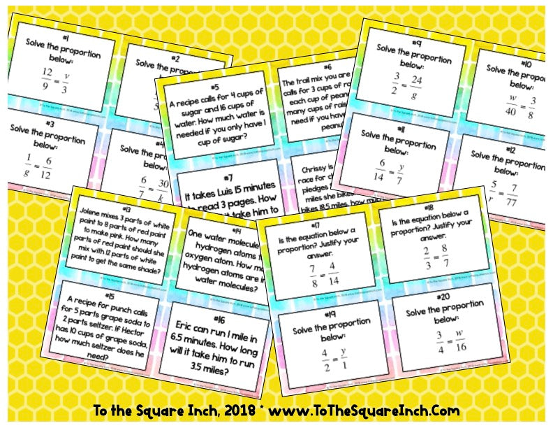 Proportion Loop Cards Proportions Task Cards – To The Square Inch