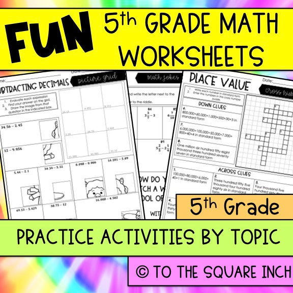 5th Grade Math Fun Worksheets
