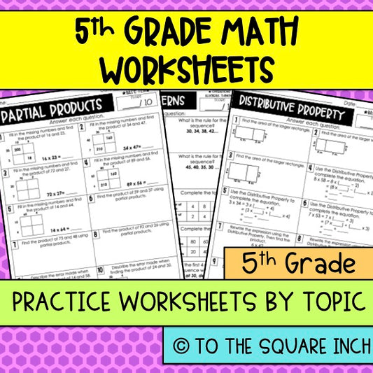 5 Squared Math 5th Grade Math Worksheets – To The Square Inch