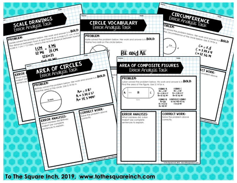 7th Grade Math Error Analysis Bundle To The Square Inch 7th grade math error analysis bundle to the square inch