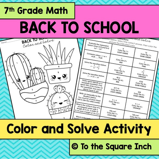 Back to School 7th Grade Math Color and Solve