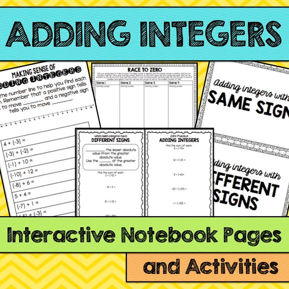 Adding Integers Interactive Notebook – To The Square Inch