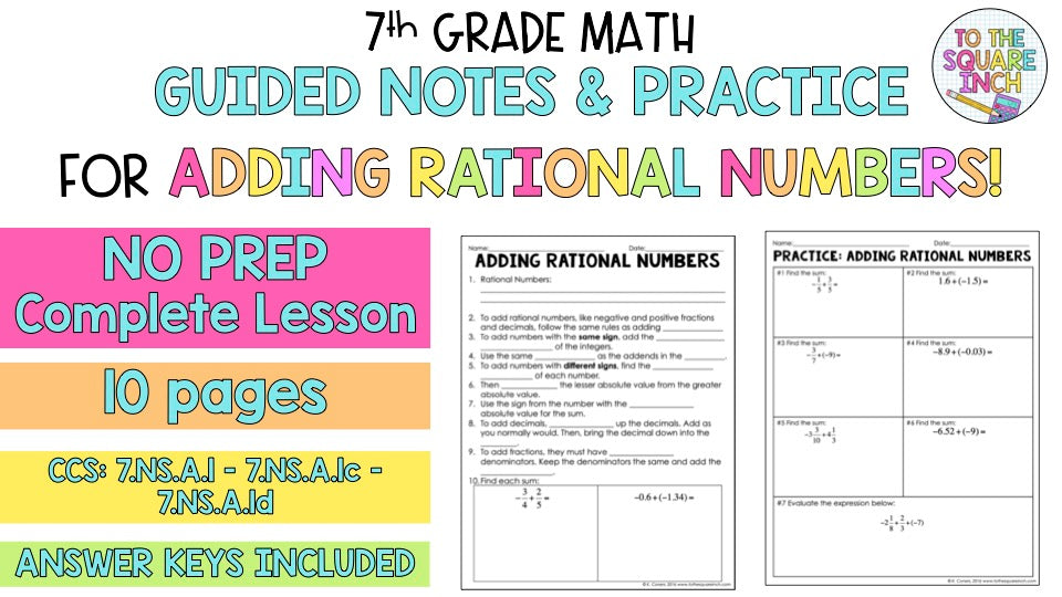 Adding Rational Numbers – To The Square Inch