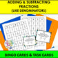 Adding and Subtracting Fractions Bingo Game