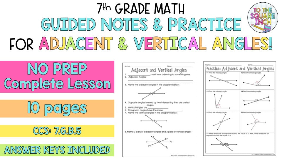 Adjacent and Vertical Angles Notes