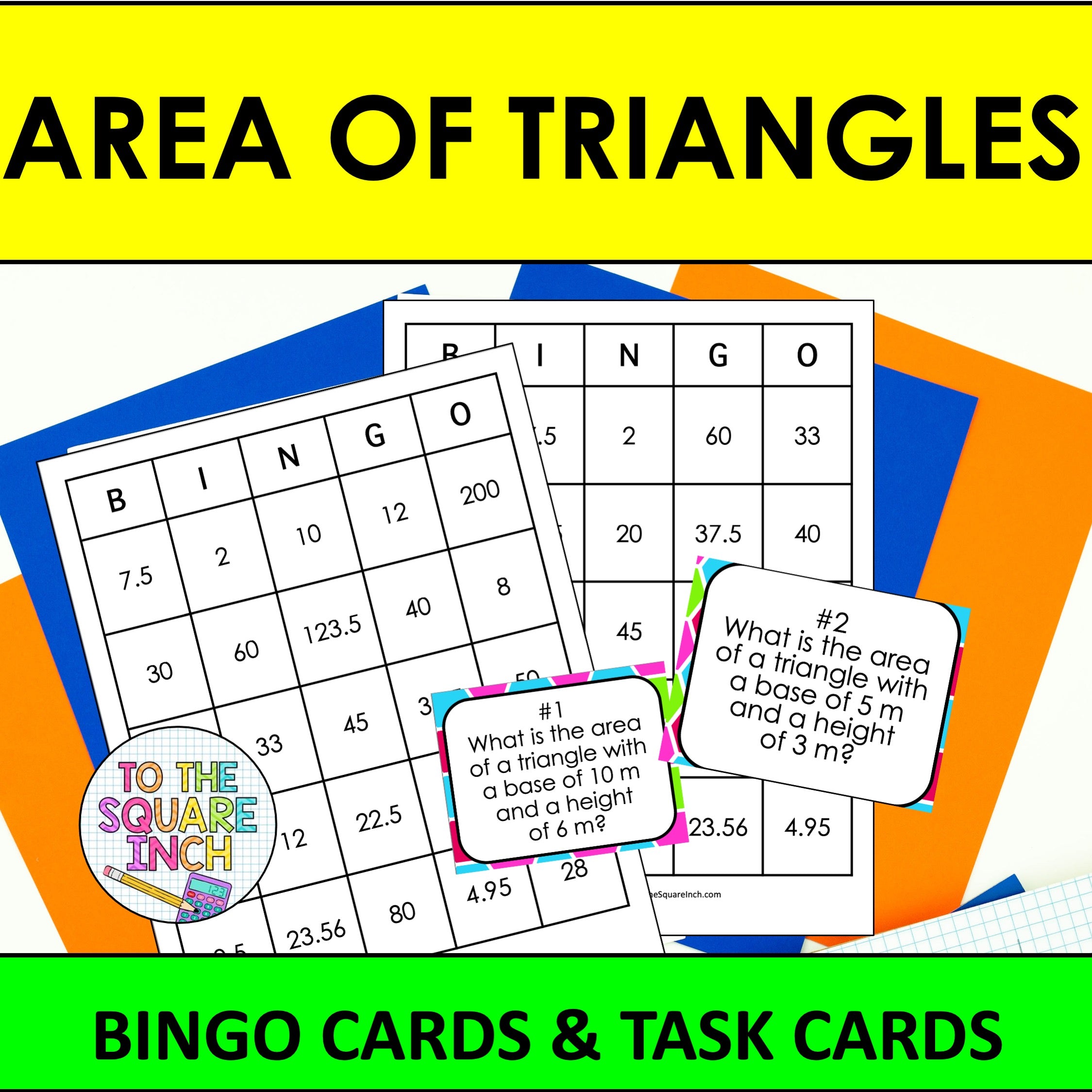 Area of Triangles Bingo – To The Square Inch