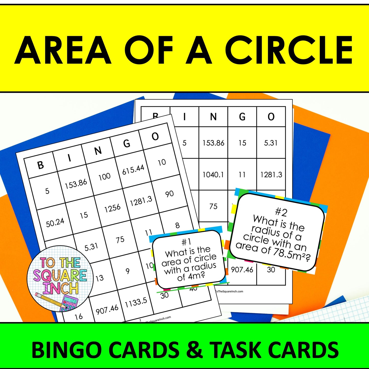Area of Circles Bingo