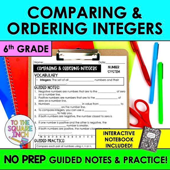 Comparing Integers Notes – To The Square Inch