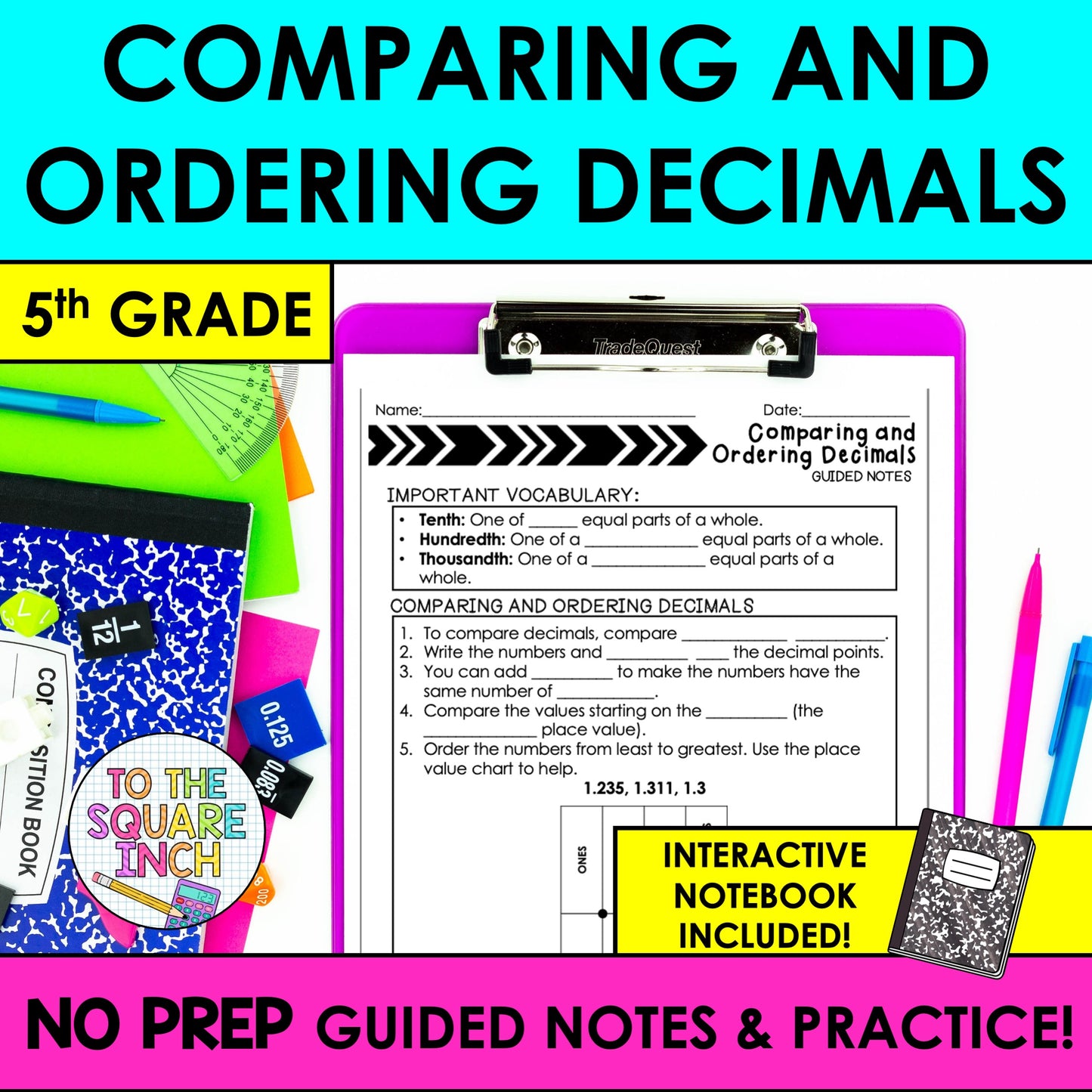 Comparing and Ordering Decimals Notes