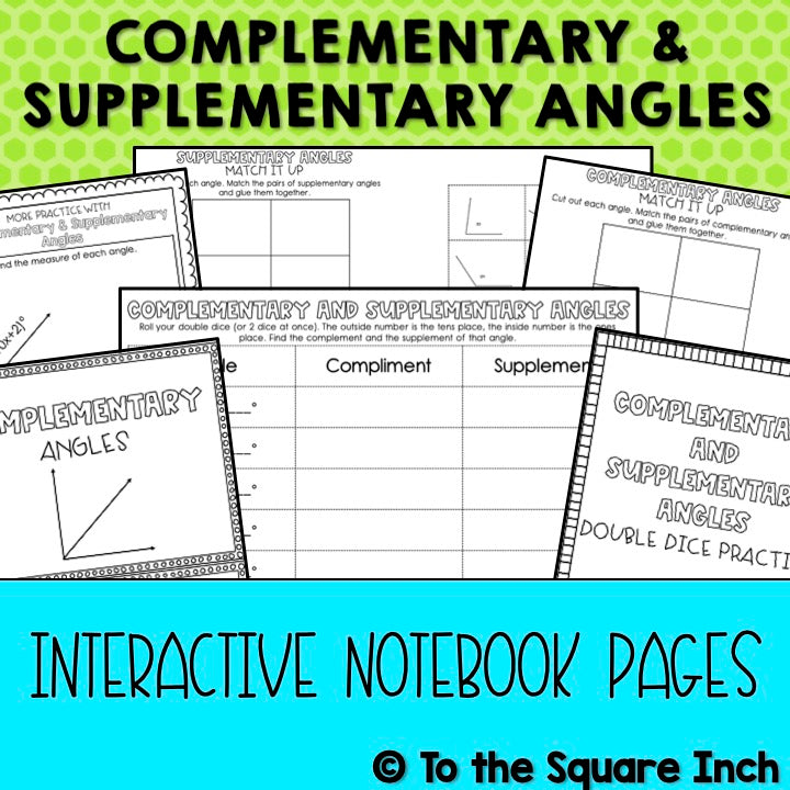 Math Square Complementary Complementary and Supplementary Angles Interactive Notebook – To The ...