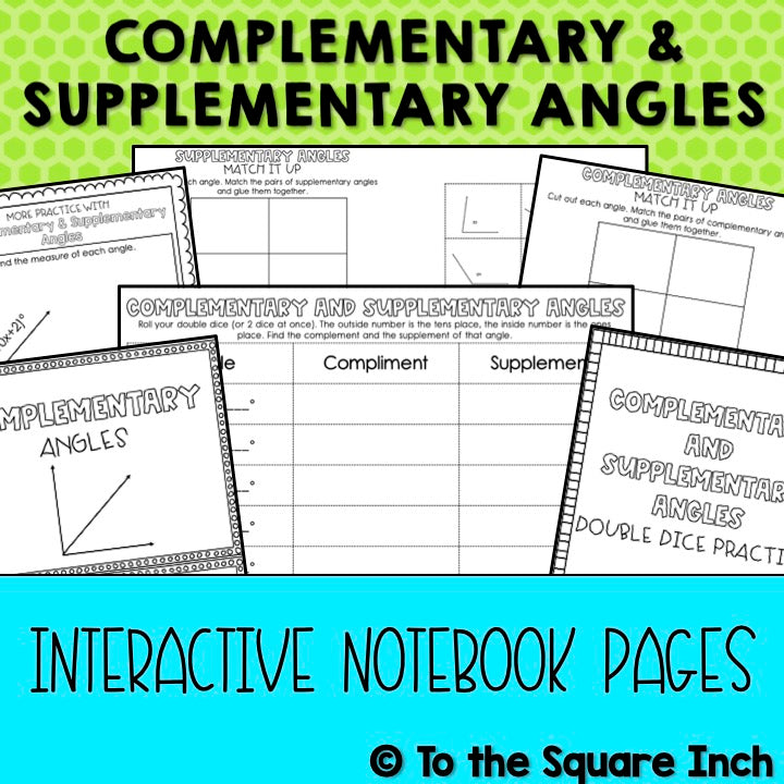 Complementary and Supplementary Angles Interactive Notebook