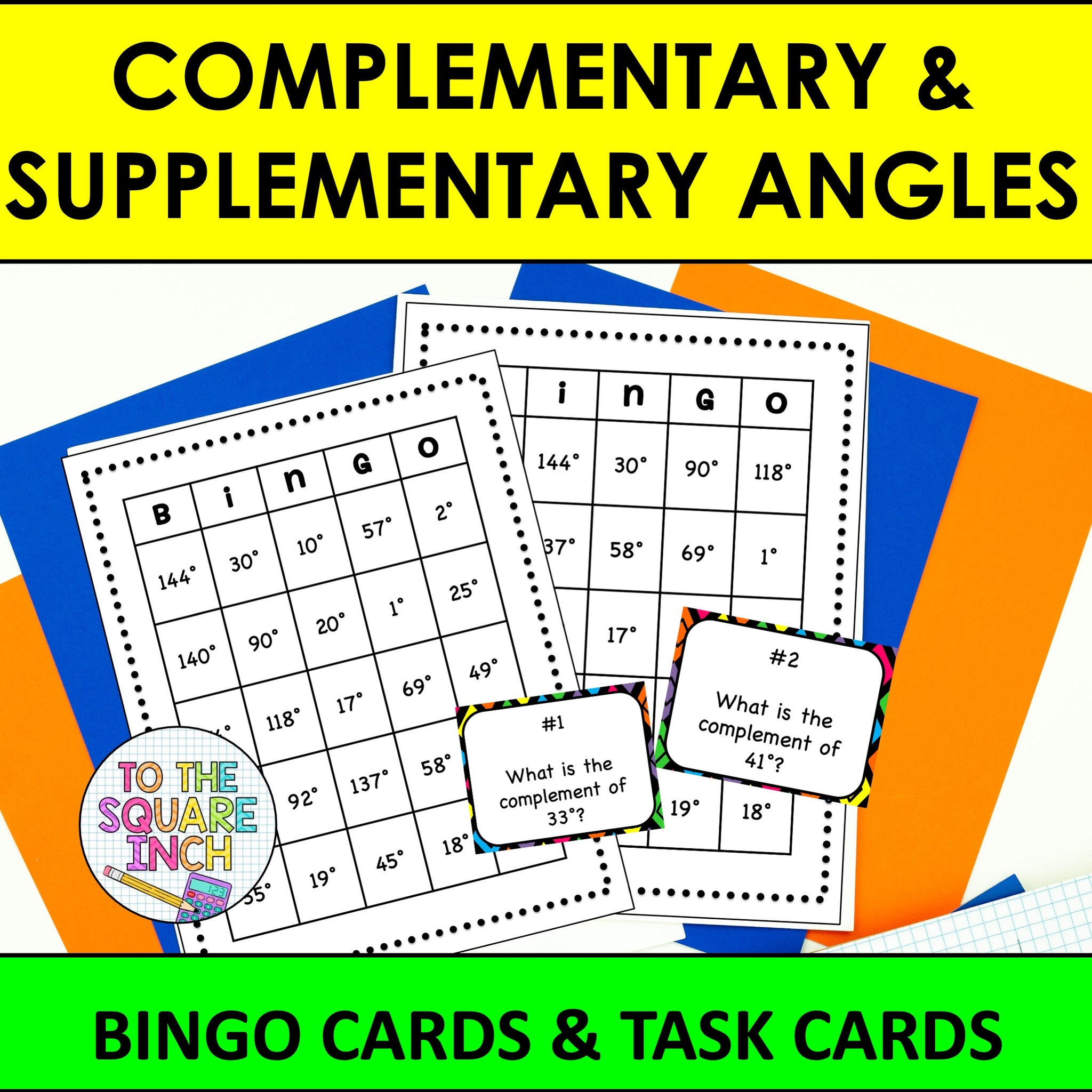 Complementary and Supplementary Bingo Game and Task Cards – To The ...