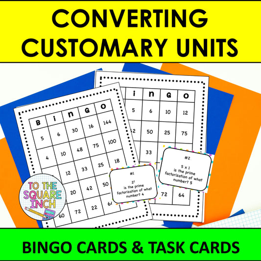 Converting Customary Units Bingo Game