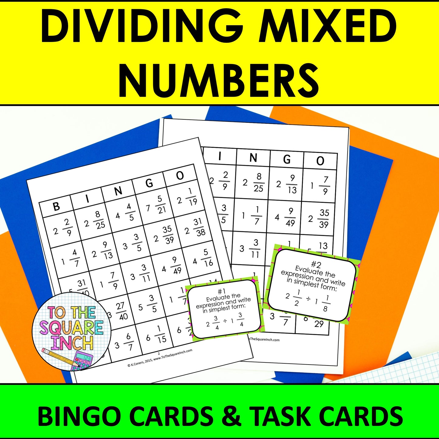 Dividing Mixed Numbers Bingo Game