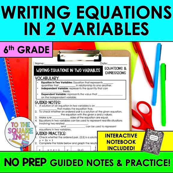 Equations in 2 Variables Notes – To The Square Inch