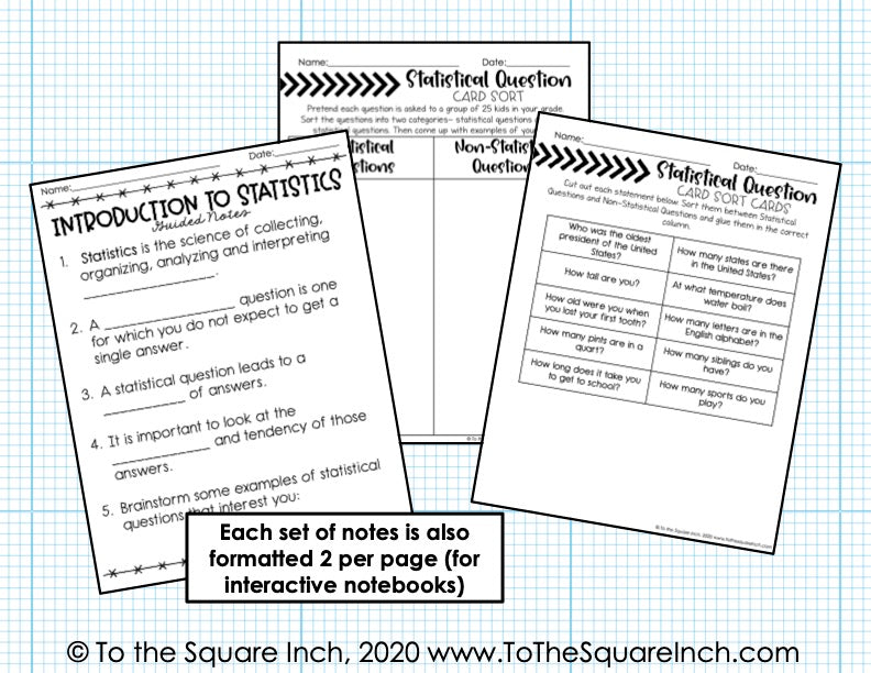 Introduction to Statistics Interactive Notebook – To The Square Inch