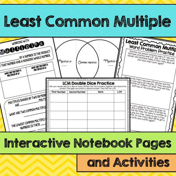 LCM Least Common Multiple Interactive Notebook