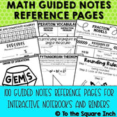 Math Guided Notes Reference Pages – To The Square Inch