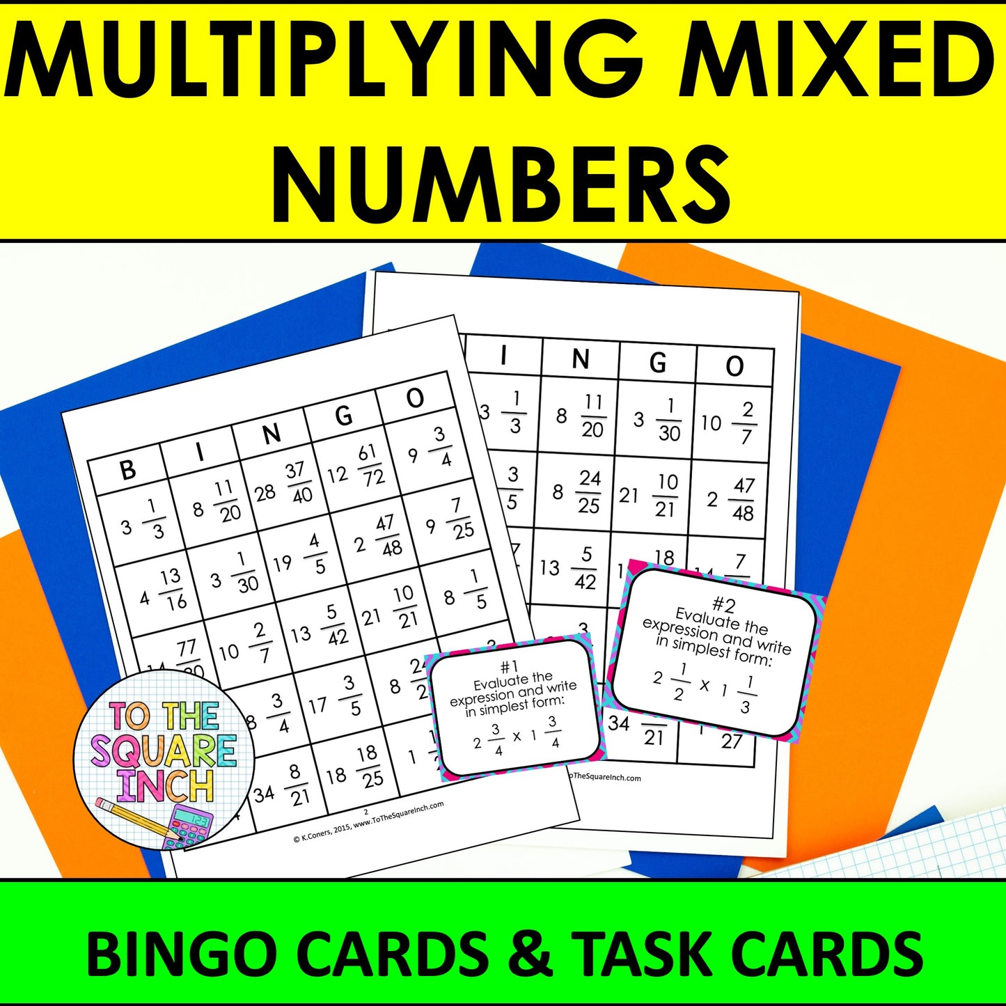 Multiplying Mixed Numbers Bingo Game