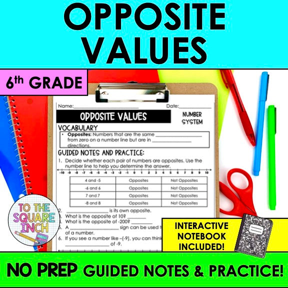 Opposite Values Examples For 6th Math Opposite Values Notes – To The Square Inch