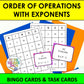 Order of Operations with Exponents Bingo Game