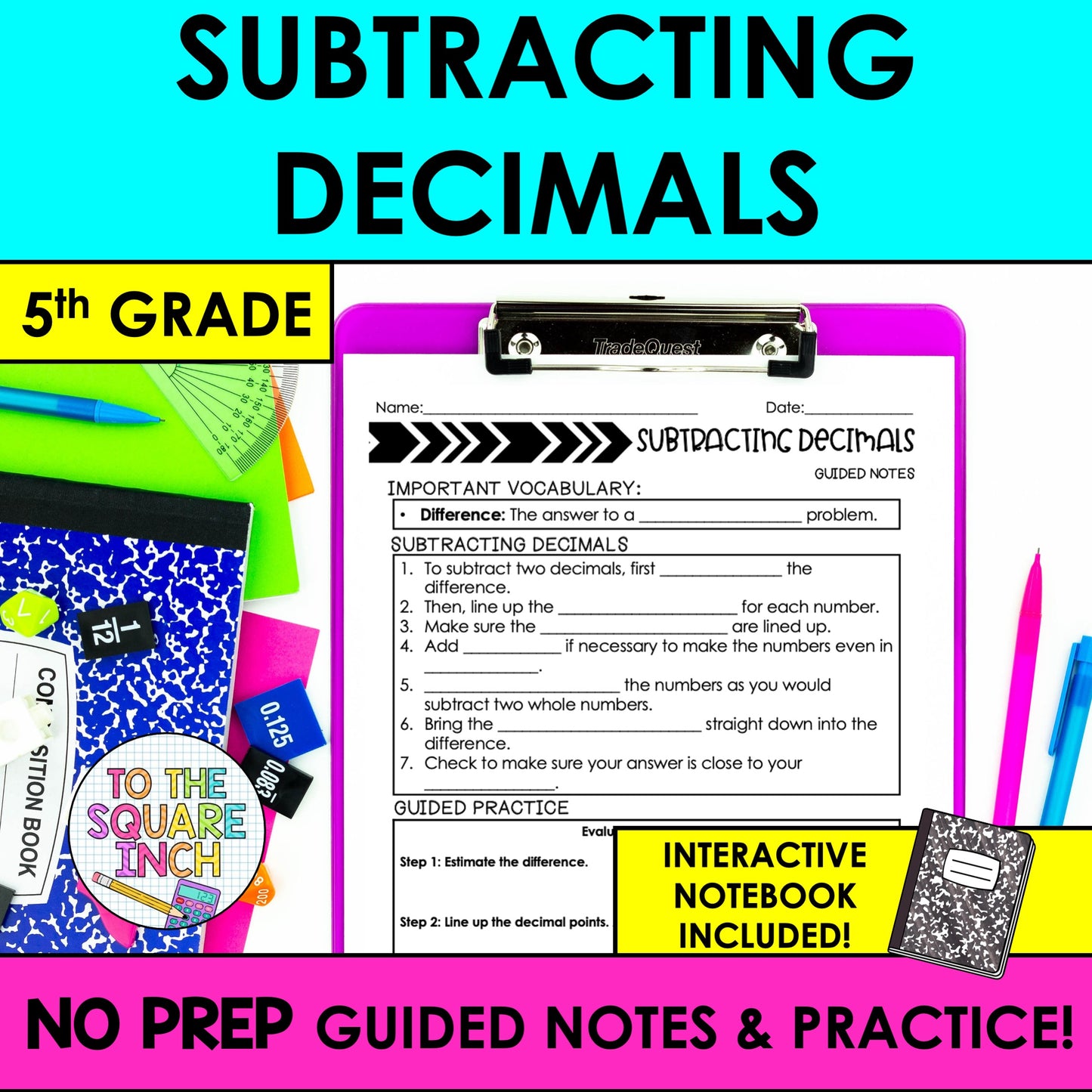 Subtracting Decimals Notes