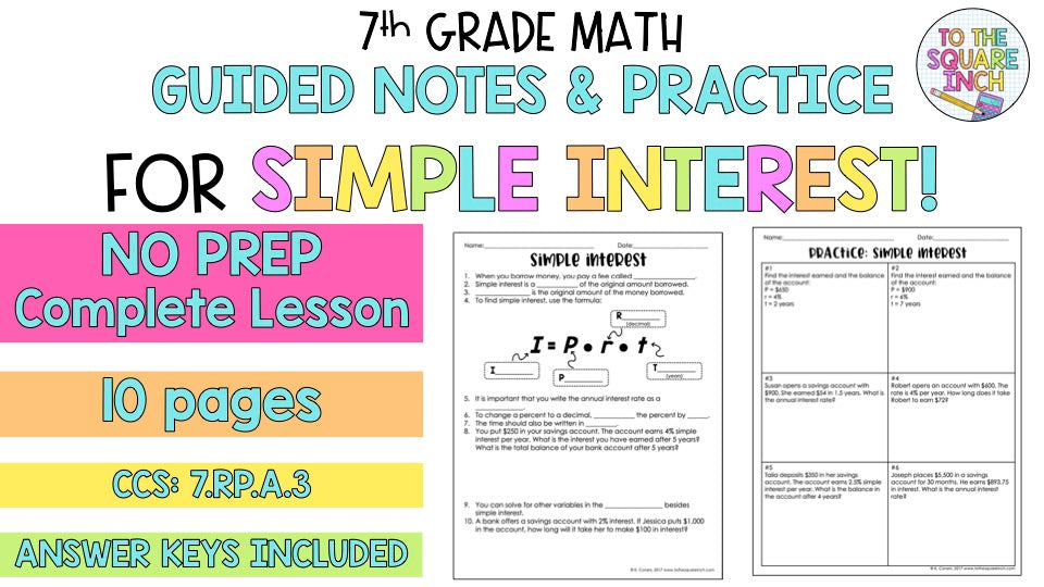 Simple Interest Notes – To The Square Inch