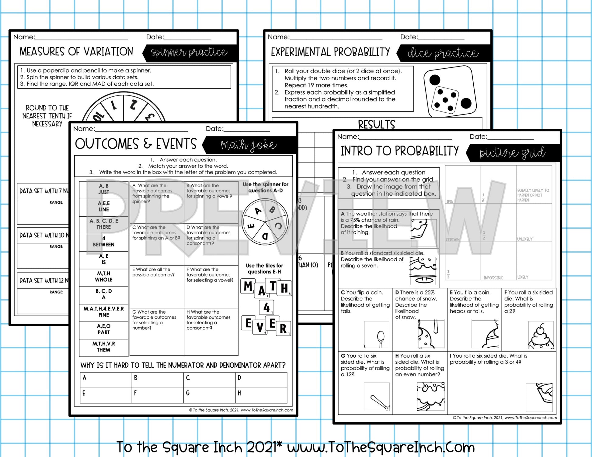 7th Grade Math FUN Worksheets – To The Square Inch