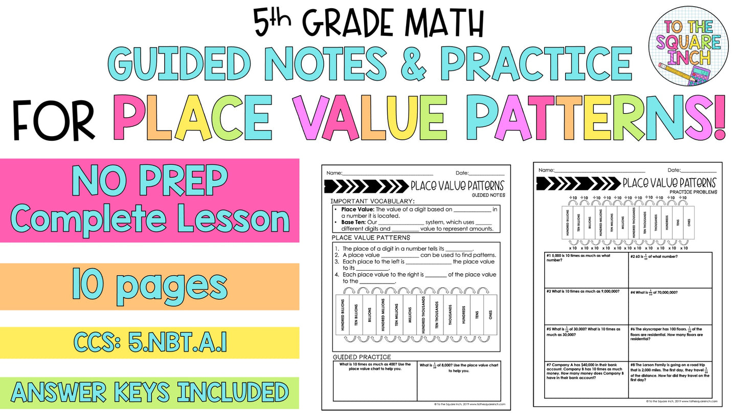 Place Value Pattern Notes