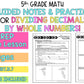 Dividing Decimals by Whole Numbers Notes