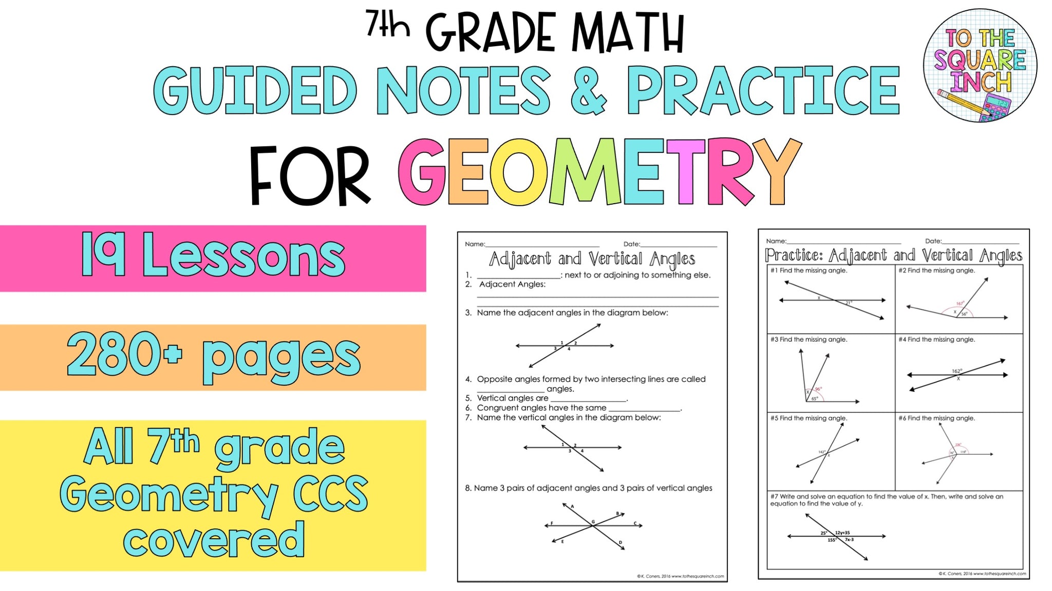 Geometry - 7th Grade Math Guided Notes – To The Square Inch