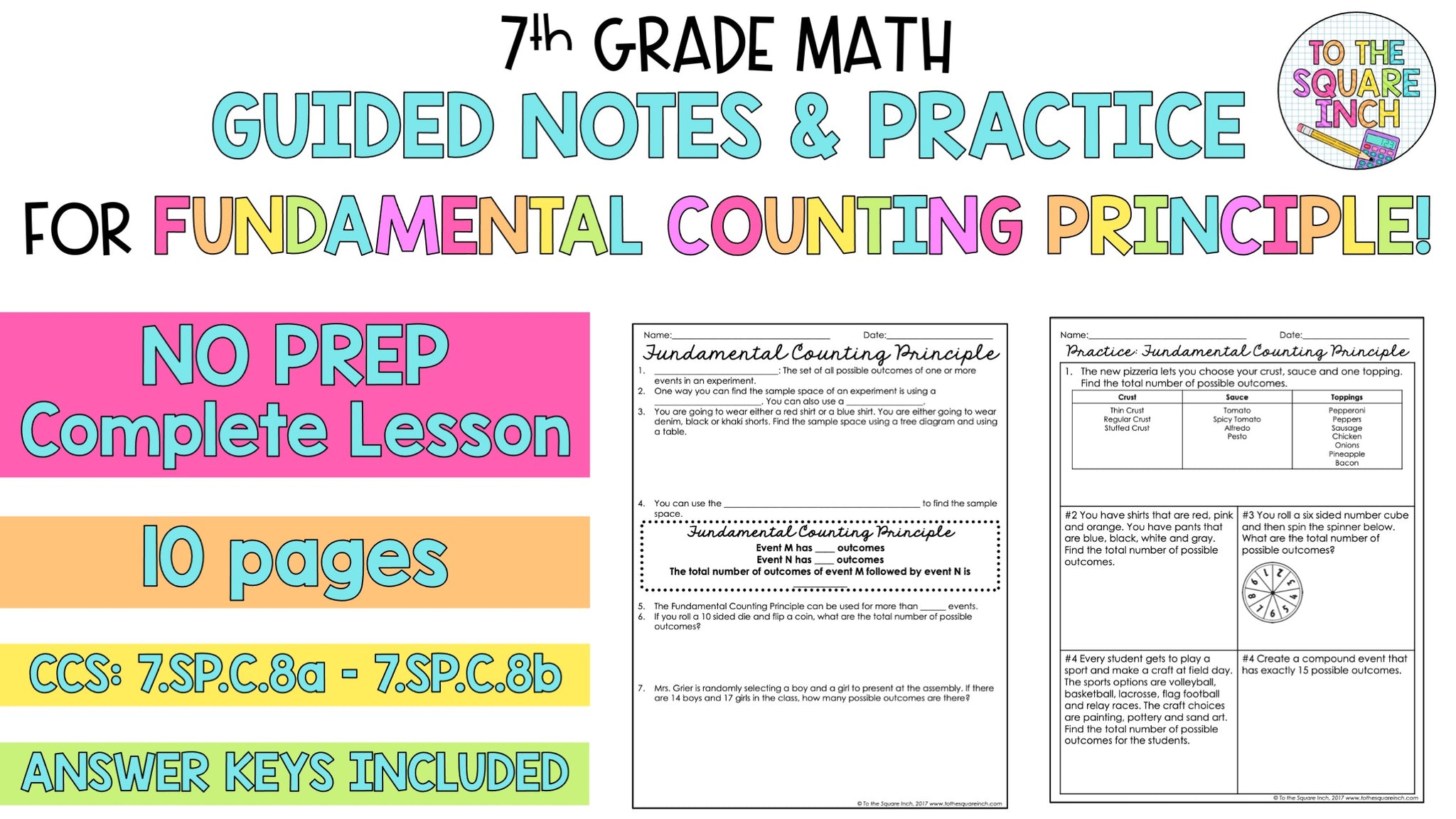 Fundamental Counting Principle Notes – To The Square Inch