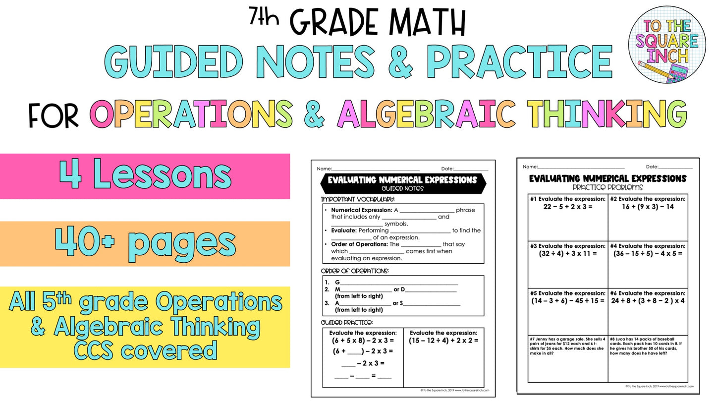 Operations and Algebraic Thinking Bundle - 5th Grade Math Guided Notes