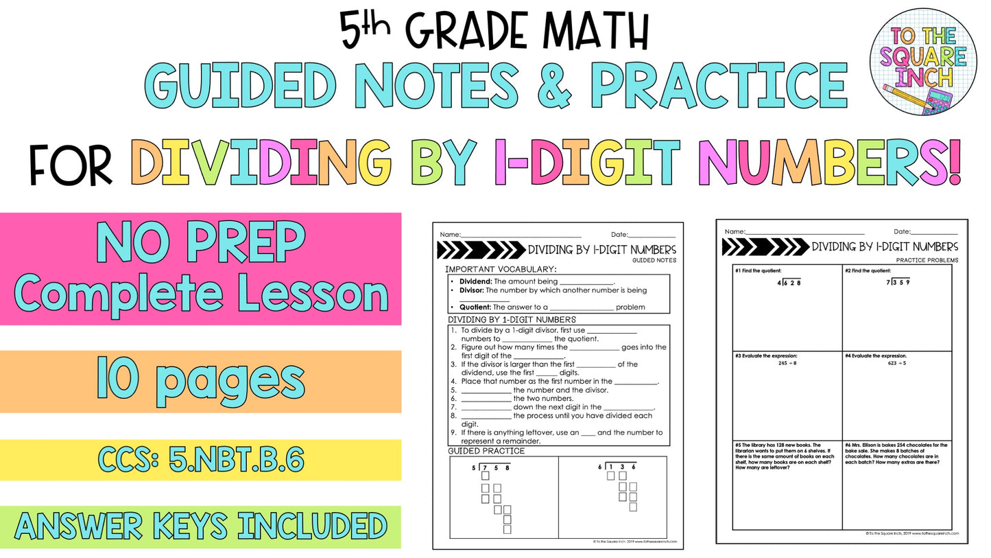 Dividing by 1-Digit Numbers Notes